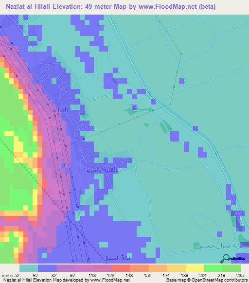 Nazlat al Hilali,Egypt Elevation Map