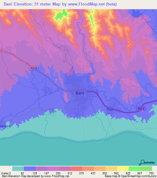 Bani,Dominican Republic Elevation Map