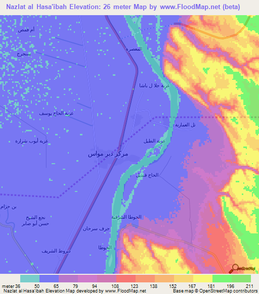 Nazlat al Hasa'ibah,Egypt Elevation Map