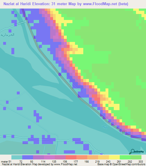 Nazlat al Haridi,Egypt Elevation Map