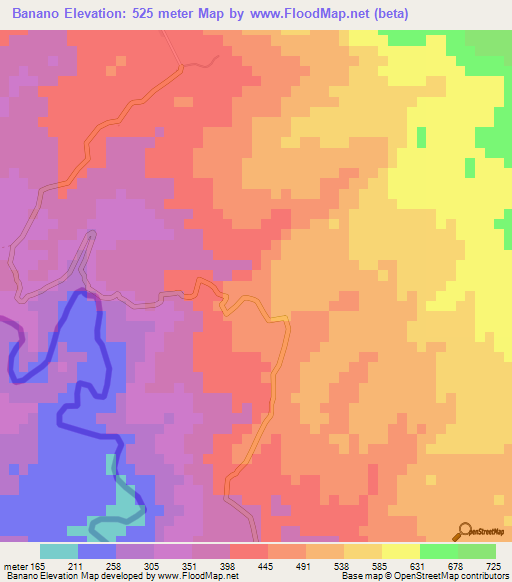 Banano,Dominican Republic Elevation Map