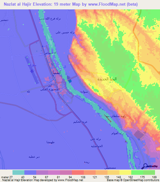 Nazlat al Hajir,Egypt Elevation Map