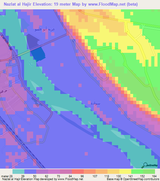 Nazlat al Hajir,Egypt Elevation Map