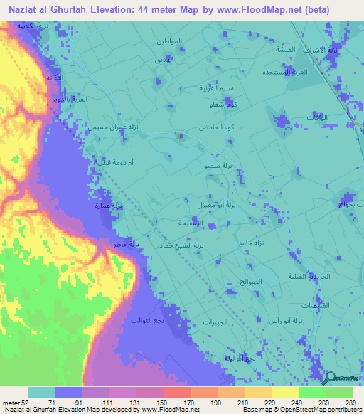 Nazlat al Ghurfah,Egypt Elevation Map