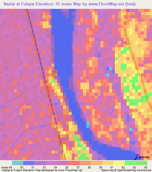 Nazlat al Fulayw,Egypt Elevation Map