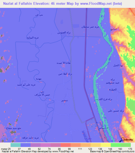 Nazlat al Fallahin,Egypt Elevation Map