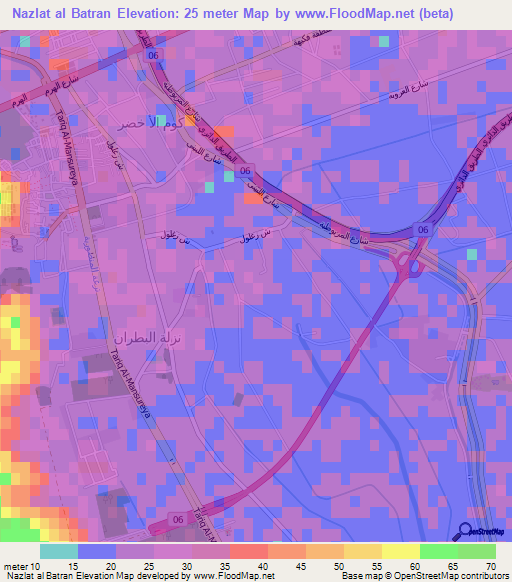 Nazlat al Batran,Egypt Elevation Map