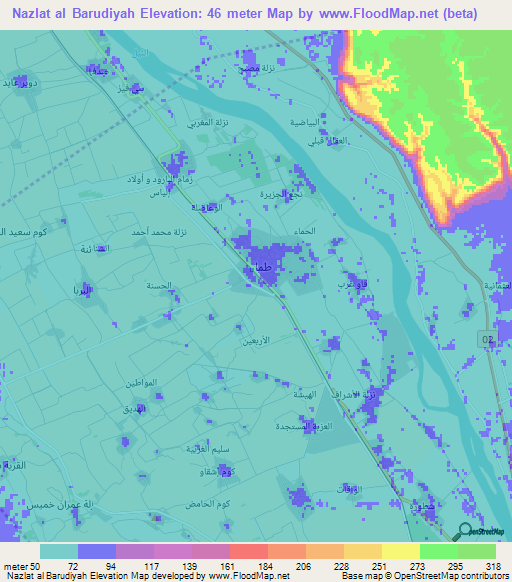 Nazlat al Barudiyah,Egypt Elevation Map