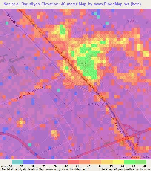 Nazlat al Barudiyah,Egypt Elevation Map
