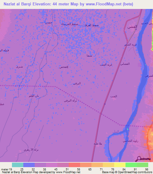 Nazlat al Barqi,Egypt Elevation Map