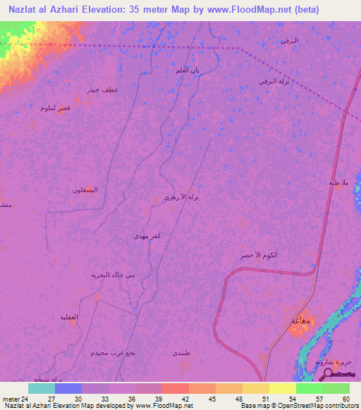 Nazlat al Azhari,Egypt Elevation Map