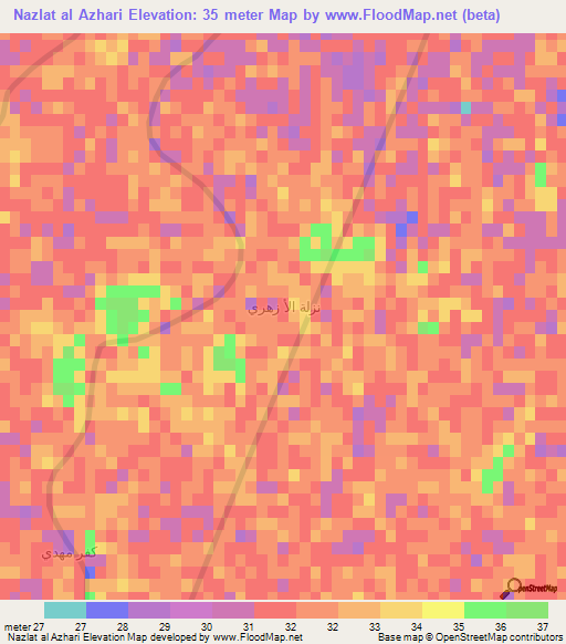 Nazlat al Azhari,Egypt Elevation Map