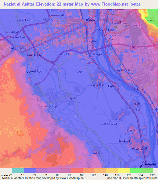 Nazlat al Ashtar,Egypt Elevation Map