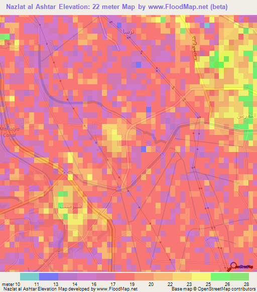Nazlat al Ashtar,Egypt Elevation Map