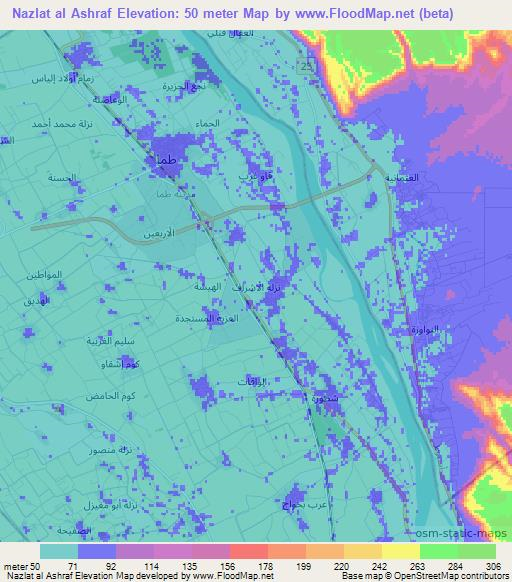 Nazlat al Ashraf,Egypt Elevation Map