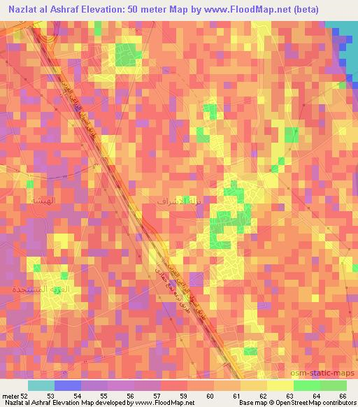 Nazlat al Ashraf,Egypt Elevation Map