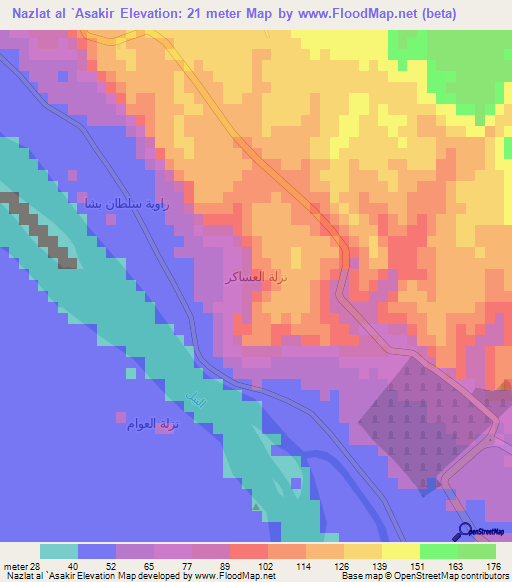 Nazlat al `Asakir,Egypt Elevation Map