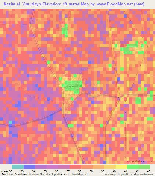 Nazlat al `Amudayn,Egypt Elevation Map