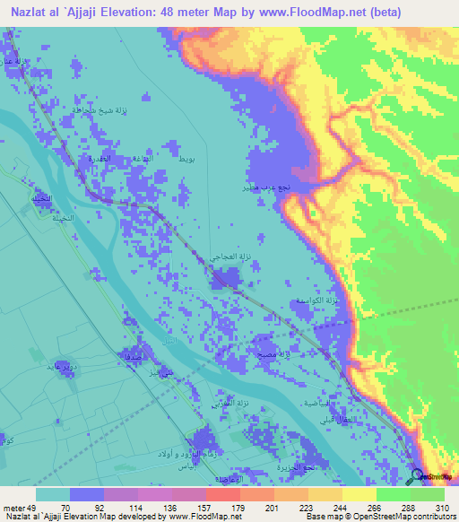 Nazlat al `Ajjaji,Egypt Elevation Map