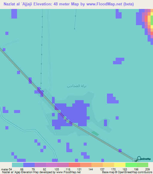 Nazlat al `Ajjaji,Egypt Elevation Map