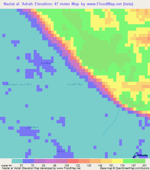 Nazlat al `Adrah,Egypt Elevation Map