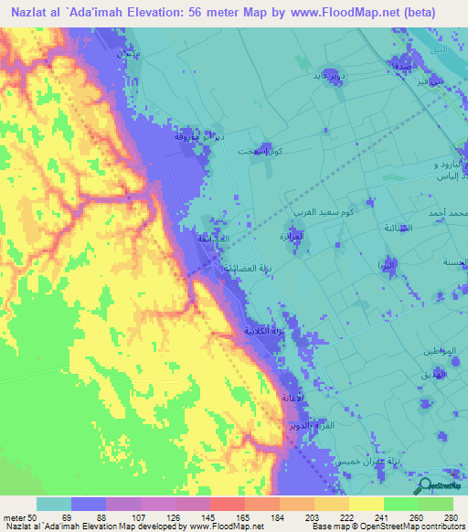 Nazlat al `Ada'imah,Egypt Elevation Map