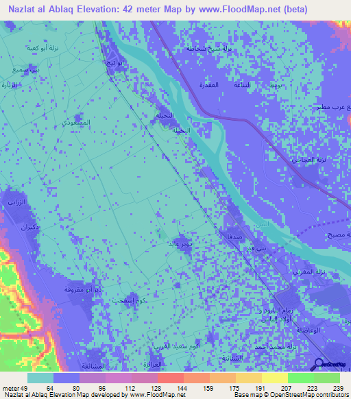 Nazlat al Ablaq,Egypt Elevation Map