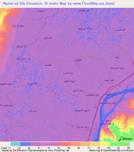 Nazlat ad Dib,Egypt Elevation Map