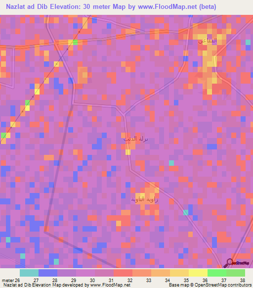 Nazlat ad Dib,Egypt Elevation Map