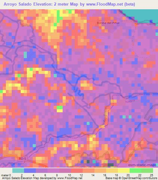 Arroyo Salado,Dominican Republic Elevation Map