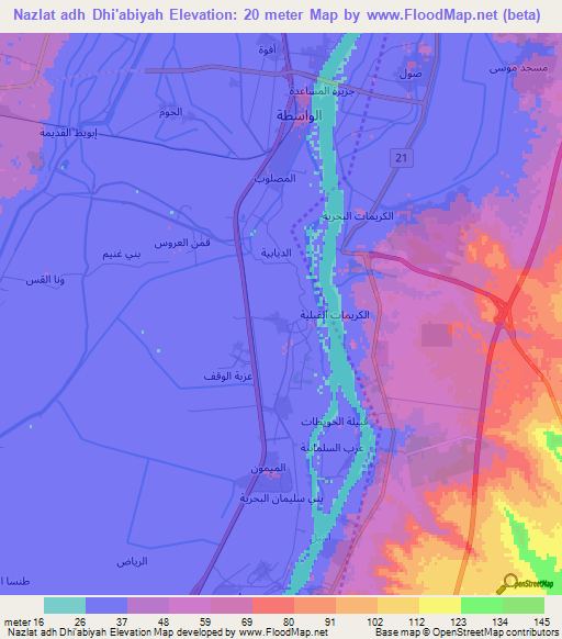 Nazlat adh Dhi'abiyah,Egypt Elevation Map