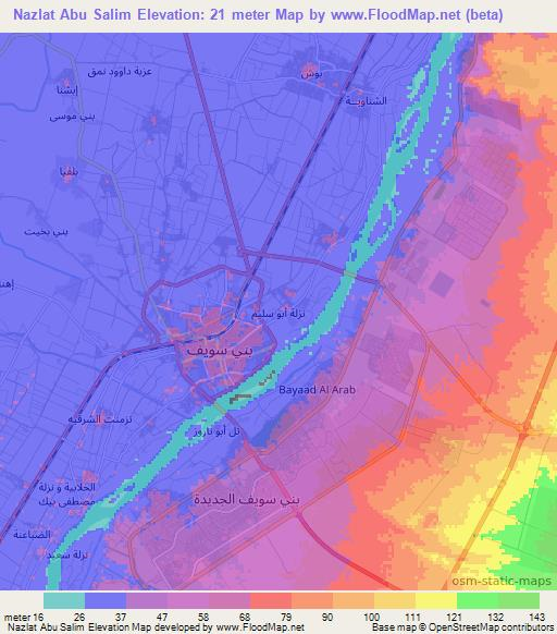 Nazlat Abu Salim,Egypt Elevation Map