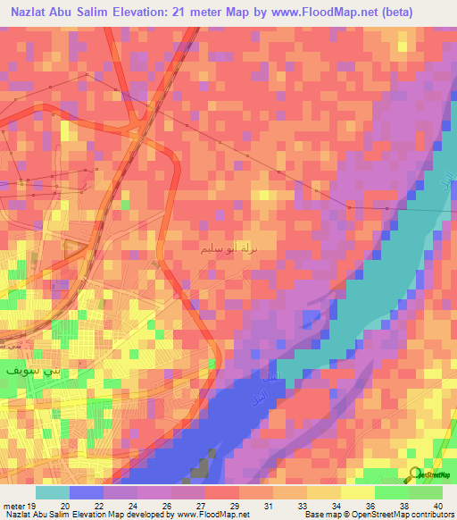 Nazlat Abu Salim,Egypt Elevation Map