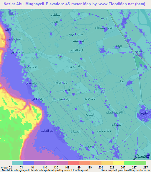 Nazlat Abu Mughayzil,Egypt Elevation Map