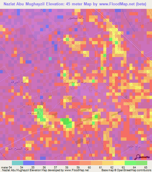 Nazlat Abu Mughayzil,Egypt Elevation Map