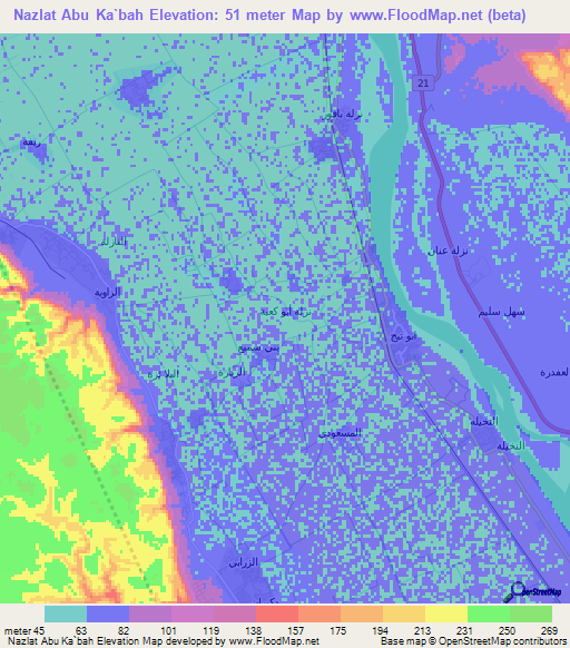 Nazlat Abu Ka`bah,Egypt Elevation Map