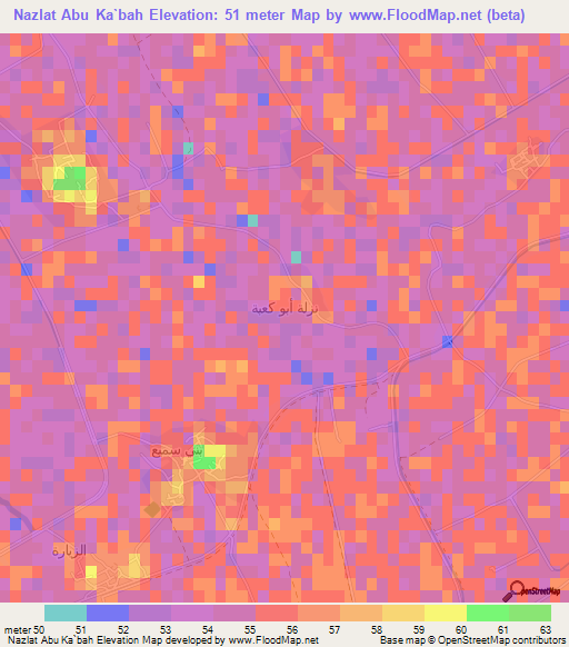 Nazlat Abu Ka`bah,Egypt Elevation Map