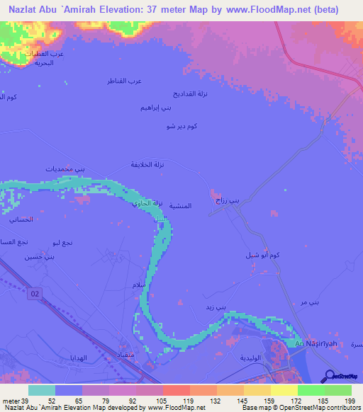 Nazlat Abu `Amirah,Egypt Elevation Map