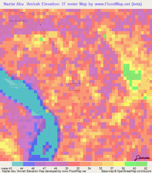 Nazlat Abu `Amirah,Egypt Elevation Map