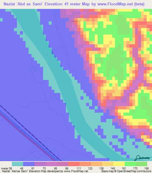 Nazlat `Abd as Sami`,Egypt Elevation Map