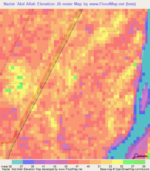 Nazlat `Abd Allah,Egypt Elevation Map