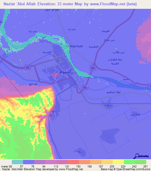 Nazlat `Abd Allah,Egypt Elevation Map