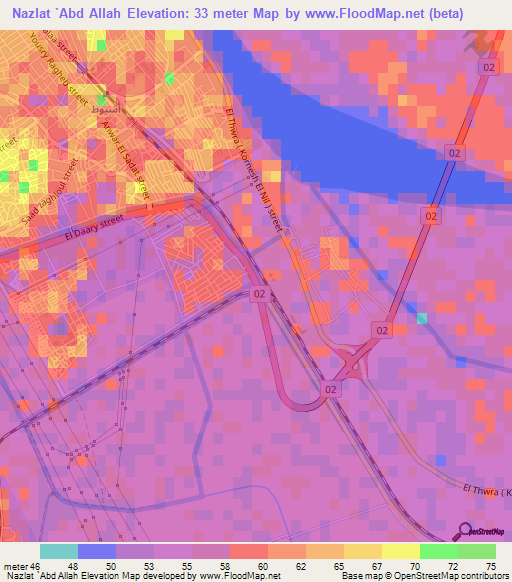 Nazlat `Abd Allah,Egypt Elevation Map