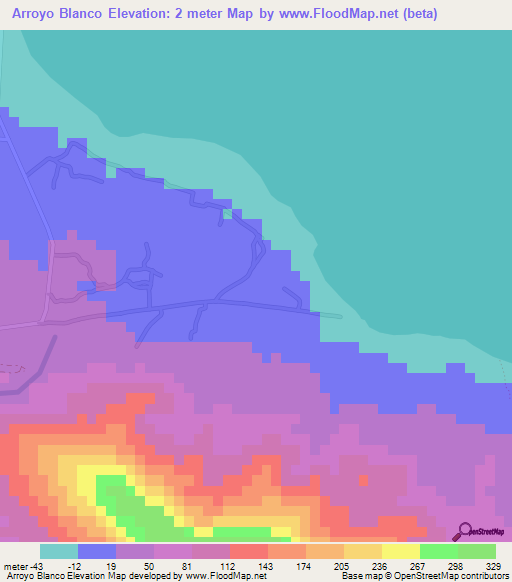 Arroyo Blanco,Dominican Republic Elevation Map