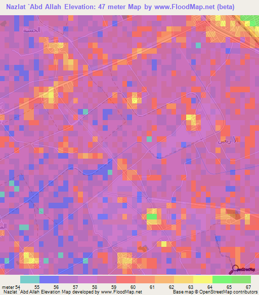 Nazlat `Abd Allah,Egypt Elevation Map