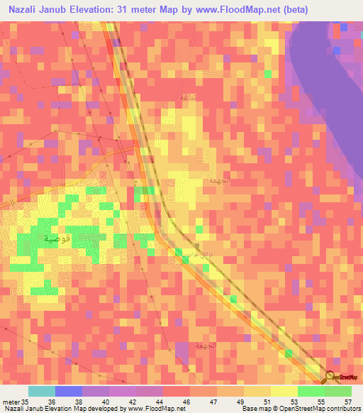 Nazali Janub,Egypt Elevation Map