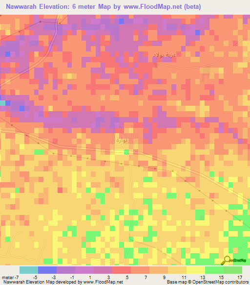 Nawwarah,Egypt Elevation Map