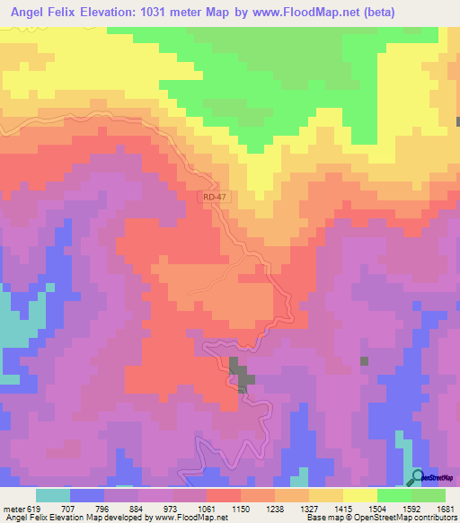 Angel Felix,Dominican Republic Elevation Map