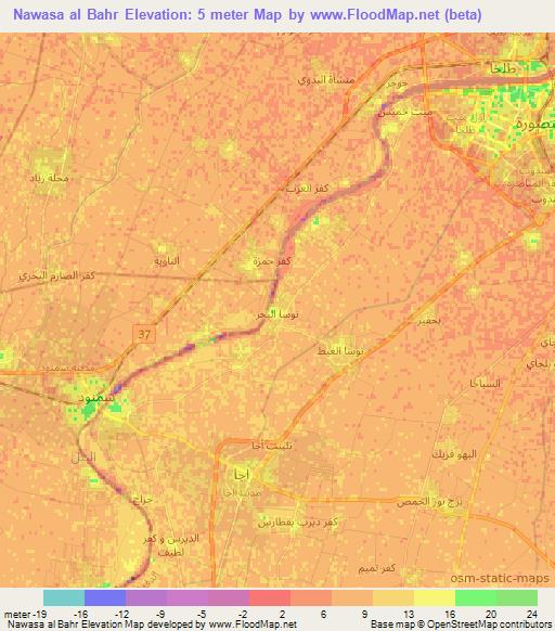 Nawasa al Bahr,Egypt Elevation Map