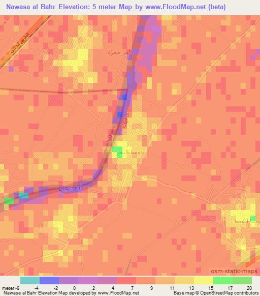 Nawasa al Bahr,Egypt Elevation Map